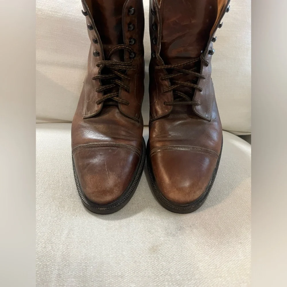 Peter Huber Brown Leather Lace Up Cap Toe Chukka Boots Dress Shoes Size 10